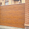 Ворота откатные автоматические,плюс калитка,заполнение сендвич панели филёнка золотой дуб.