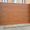 Ворота відкатні автоматичні, плюс хвіртка, заповнення сендвіч панелі фільонка золотий дуб.