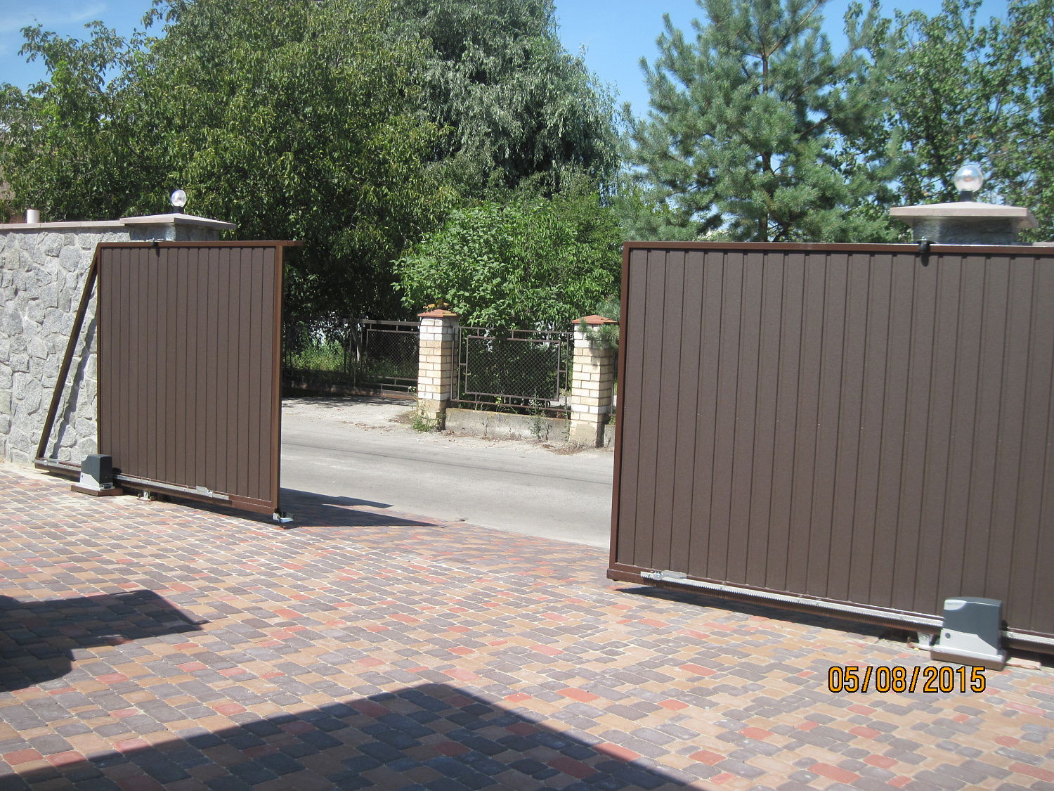 Откатные ворота, зашивка профлист ПС 10